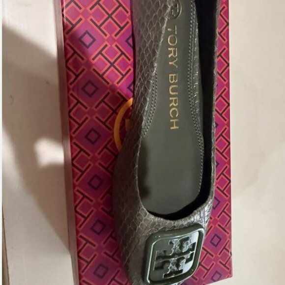 Brand New TORY BURCH sz 5.5 georgia ballet water snake palm leaf 300 89020 - Picture 3 of 11